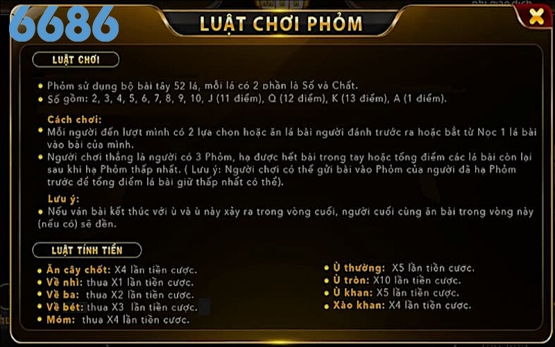 Luật chơi game bài phỏm đơn giản