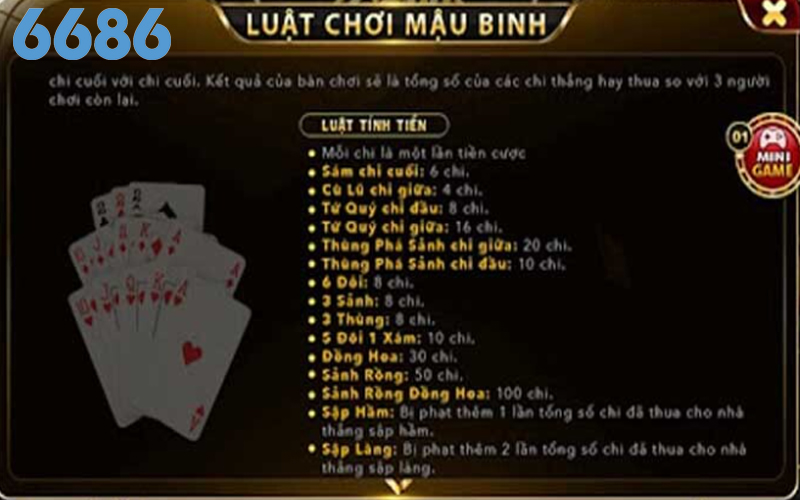 Nắm rõ luật chơi mậu Binh tại 6686